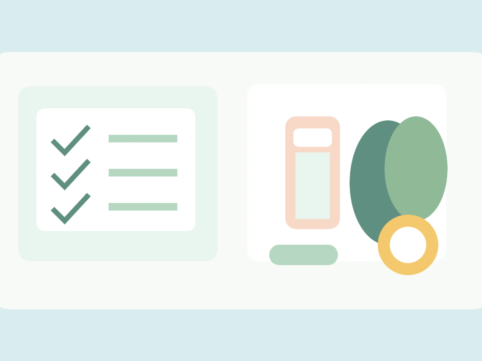 A calm planning desk with a checklist, calendar, nutrition notes, and clinician-prep materials.